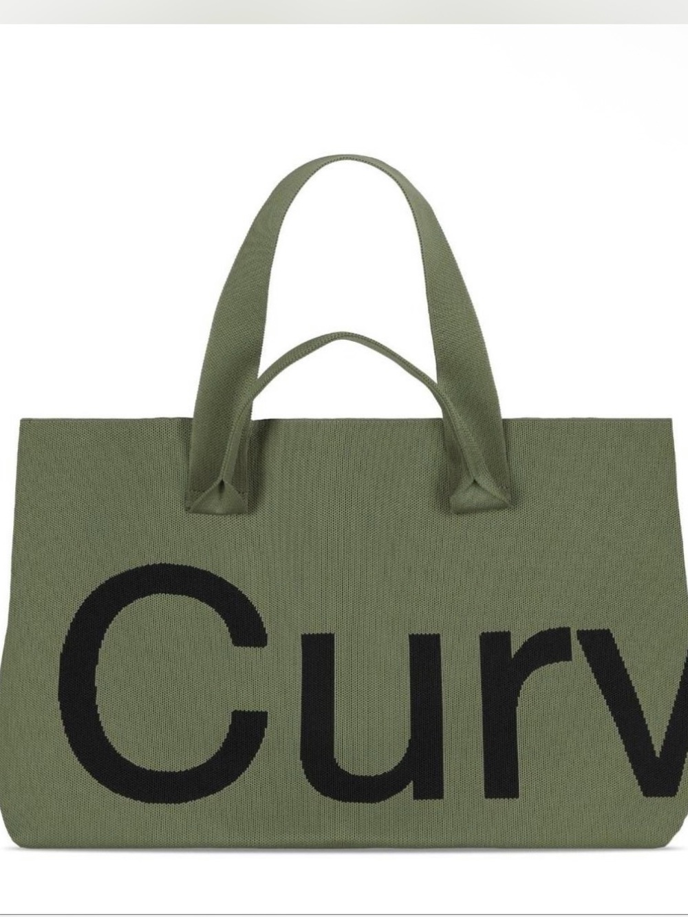 Olive Canvas Tote with Black Logo